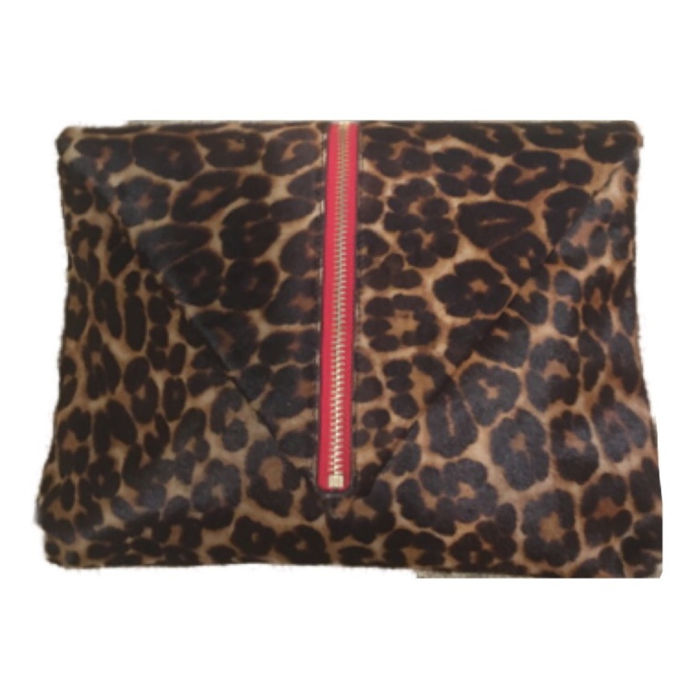 Sondra Roberts Leopard Haircalf Envelope clutch